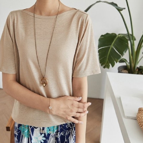 JOAMOM’s ’Elite Boat Neck Linen Tee JT04637